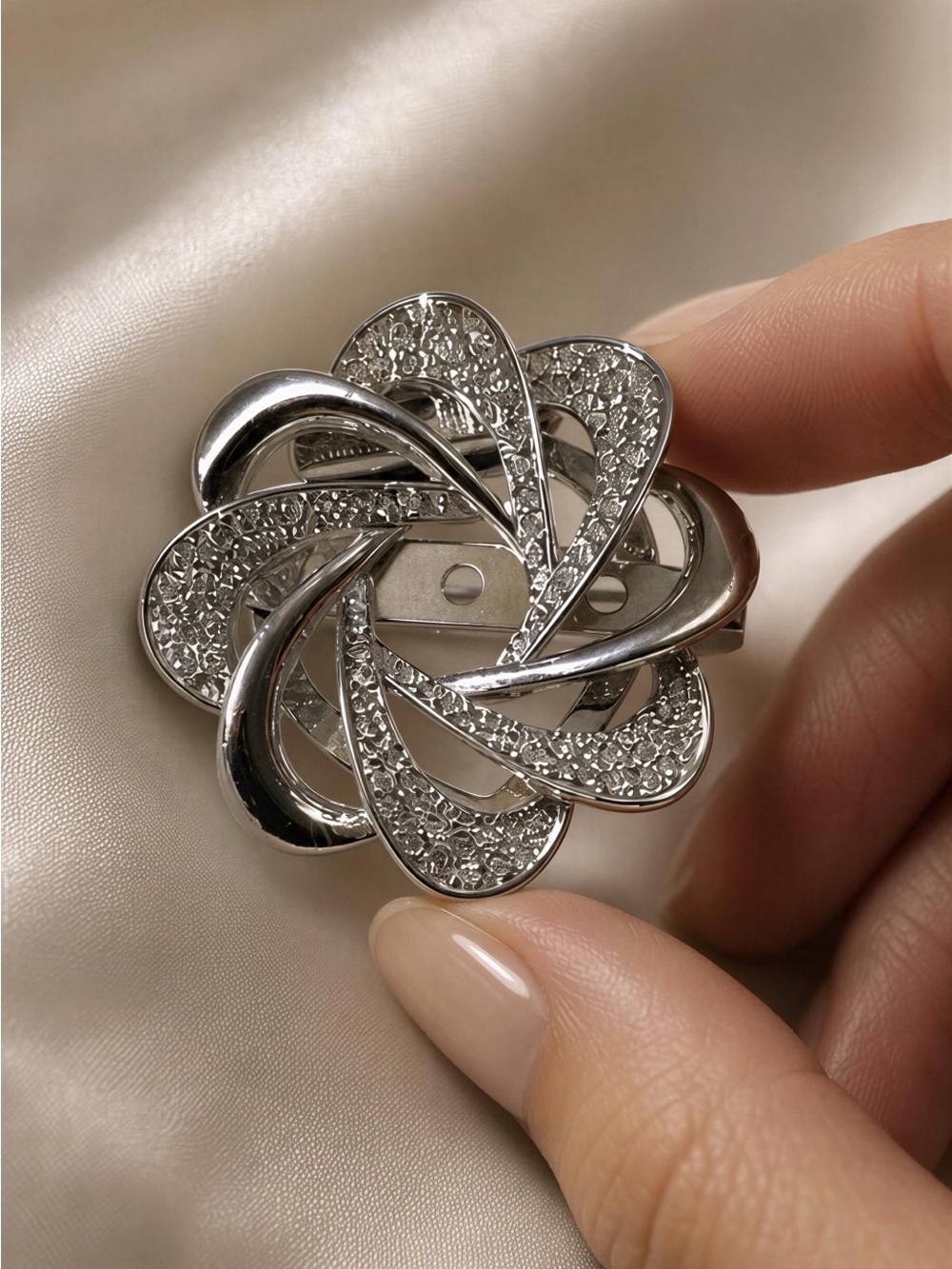 Silver Floral Knot Brooch - Womens Jewelry